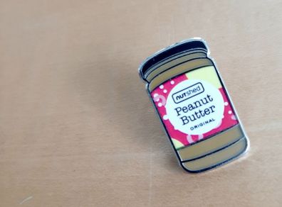 Nutshed peanut butter pin badge
