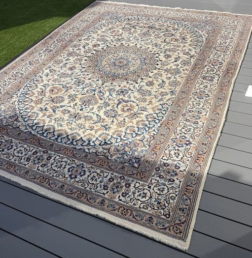 Elegant Large Persian Nain Rug | Hand-Knotted Wool | 343cm X 250cm