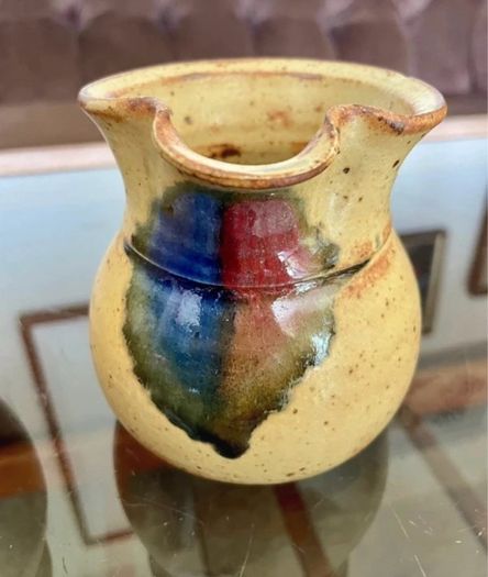 Vintage Stoneware Creamer or Small Jug & Lidded Sugar Bowl made by Badger Hill Pottery