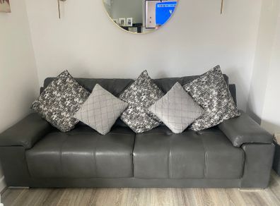 Sofa grey leather 3+2 seater