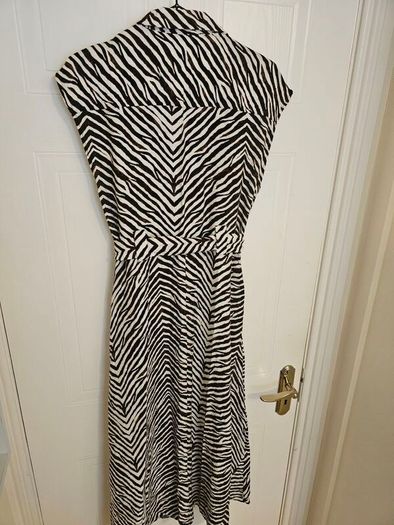 Brown cream zebra print shirt dress size 10-12 (viscose)