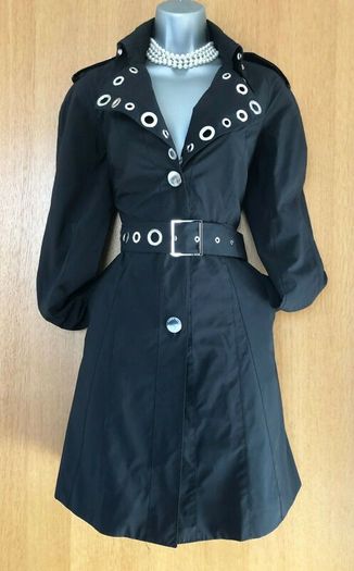 Rare Vintage Karen Millen Black Long Mac Trench Coat
