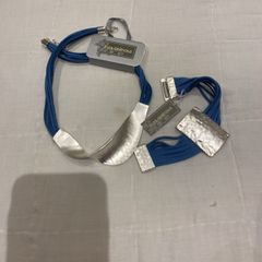 Blue & silver necklace and  bracelet set - new
