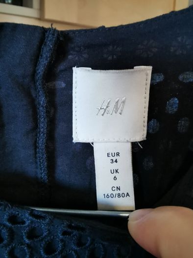 H&M black cotton lace midi dress UK 6