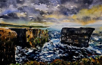Downpatrick head watercolour