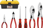6-Piece Professional Tool Kit with Toolbox - 8" &amp; 10" Slip Joint Pliers Set, 6" Wire Cutters, 5" Needle Nose Pliers, 2 Magnetic Screwdrivers, Storage Case for Garage, Crafts, Home Repairs