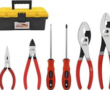 6-Piece Professional Tool Kit with Toolbox - 8" & 10" Slip Joint Pliers Set, 6" Wire Cutters, 5" Needle Nose Pliers, 2 Magnetic Screwdrivers, Storage Case for Garage, Crafts, Home Repairs