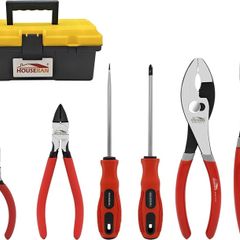 6-Piece Professional Tool Kit with Toolbox - 8" & 10" Slip Joint Pliers Set, 6" Wire Cutters, 5" Needle Nose Pliers, 2 Magnetic Screwdrivers, Storage Case for Garage, Crafts, Home Repairs