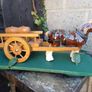 2 Vintage Wooden Carts & Ceramic Horses on Plinth Image 8