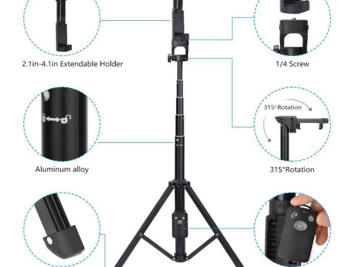 2in1 Portable Mini Cellphone Selfie Stick Tabletop Tripod With Remote Controller