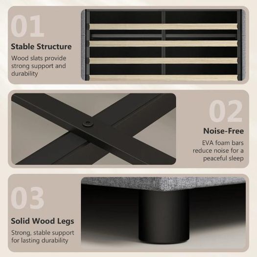 King Bed Frame with Headboard