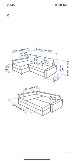 IKEA Corner Sofa Bed with Storage  Dark Grey