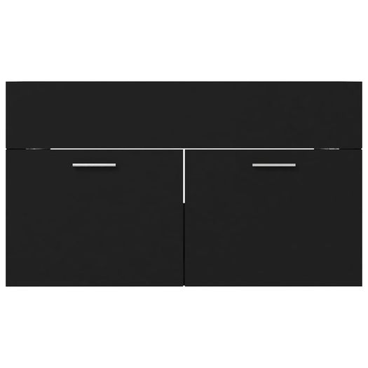 Sink Cabinet with Built-in Basin Black Chipboard