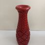 Amazingly Detailed Hand-Carved and Painted Wooden Bottle-Shaped Vase in Red - A Real Unusual Item, Carving reminiscent of a Pineapple! Image 3