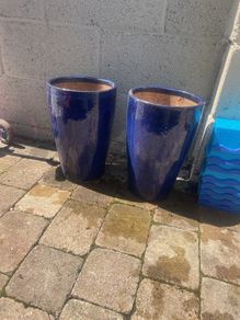 Blue ceramic tall pots
