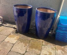 Blue ceramic tall pots