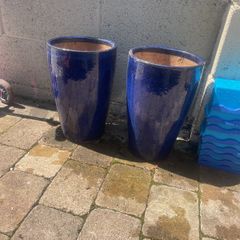 Blue ceramic tall pots