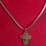 Vintage France Gold Plated Lourdes Pectoral  Cross and Chain Image 6