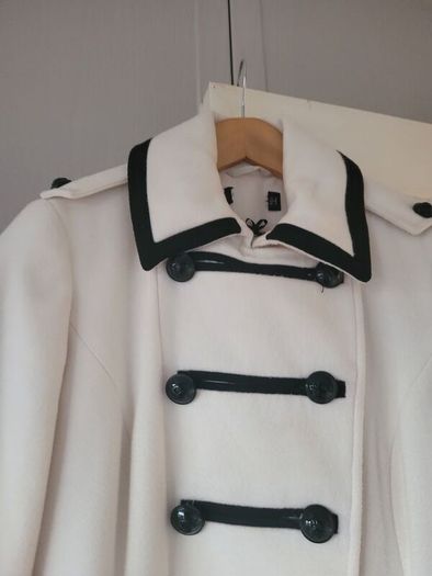 Military Style White Winter Coat