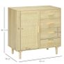 Rattan sideboard with caned-door cabinets and 4 drawers, 80 x 38 x 80.5 cm, natural wood effect Image 2