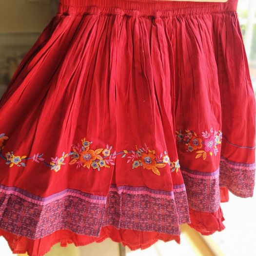 New Tags Beautiful Monsoon Girls Red Embroidered Beaded Skirt 12 to 13Yrs