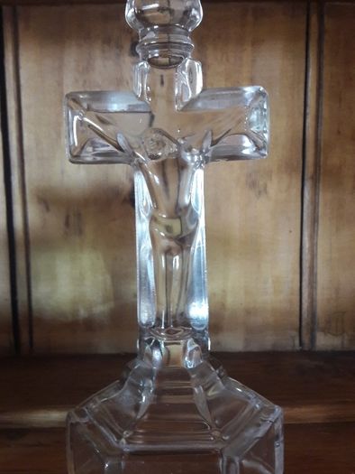 glass crucifix candleholder religious