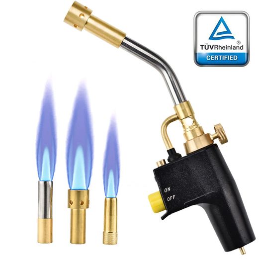 BRAND NEW EU UK US Stock MAPP Propane Torch Multi Purpose Trigger Start GasTorch with 3 Nozzles/Tips, Gas cylinders not Included