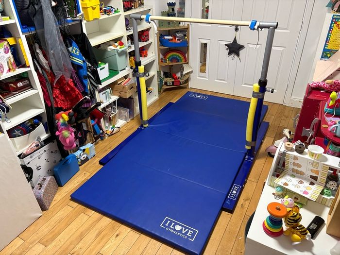 Adjustable Gymnastics High Bar and Gymnastics Mat