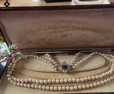 Vintage 1950s Pearl Necklace Double Strand Simulated Pearls, with Pendant Clasp. Beautiful Vintage Piece! Please PM for details. Katie P.