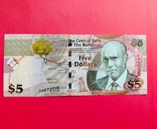 Bahamas   5  DOLLARS  2007  . Pick  72 .  Uncirculated