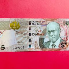 Bahamas   5  DOLLARS  2007  . Pick  72 .  Uncirculated