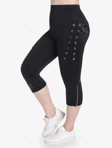 Goth High Waist Lace Up Capri Pants UK12