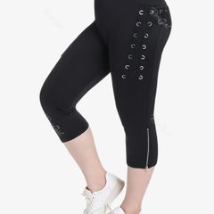Goth High Waist Lace Up Capri Pants UK12