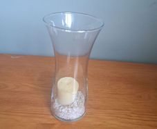 Glass Vase with white pebbles