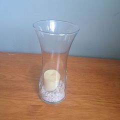 Glass Vase with white pebbles