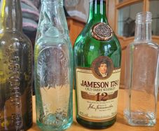 Collectable glass bottles Codd, Whiskey, Donohoes, Goodalls