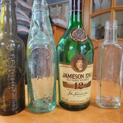 Collectable glass bottles Codd, Whiskey, Donohoes, Goodalls