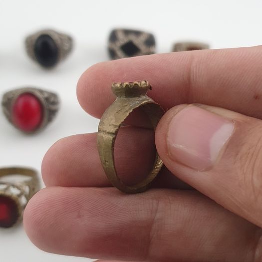 Old World Antique Mixed Brass Artisan Lot of 15 Rings