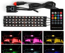4PCS 12 LED Car Van Truck Camper Interior Atmosphere Neon Lights Strip Wireless IR Remote Control