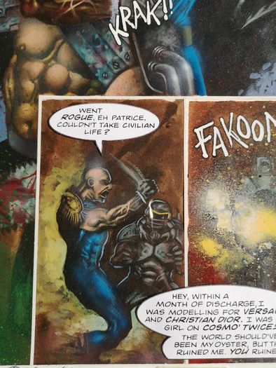 2000ad Judge Dredd Megazine original art Nick Percival Brit Cit Brute with Overlay