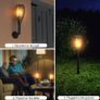 Solar Lights Outdoor Garden, 4 Pack 33LED Waterproof Solar Flickering Dancing Flame Pathway Lights, Dusk to Dawn Auto On and Off for Garden Patio Deck Yard Driveway Pathway Image 2
