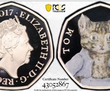 UK 2017 Silver Proof 50p Beatrix Potter Tom Kitten Coin Graded by PCGS PR69DCAM