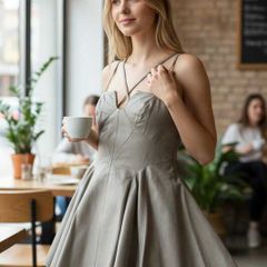 Grey Leather Mini Dress Size 16