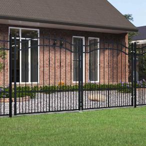 Fence Gate with Spear Top Black 305x150 cm