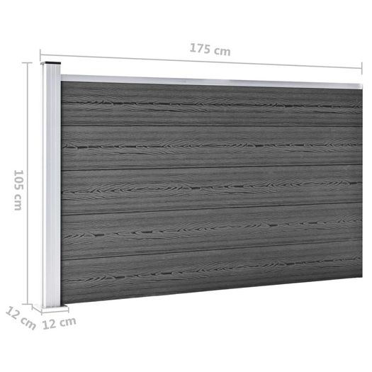 Fence Panel WPC 175x105 cm Black