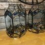 Pair of Decorative Geometric Glass & Metal Lantern Shades Image 3