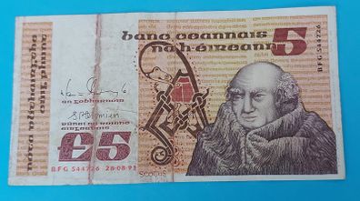 Irish  1991 Five Pound "SCOTUS" banknot in Fine  condition
