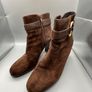 RALPH LAUREN Womens Boots UK 6 EU39 Myla High Heel Ankle Brown Suede Leather Zip Image 3