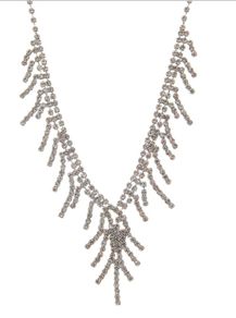 Claire's Girls and Womens Crystal Wishbone Necklace in Silver-free postage !
