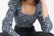 Other Stories Romantic French Style Floral Blouse Puff Sleeve